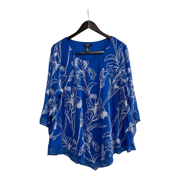 Alfani Tops - Alfani Blue and White Floral Blouse Size 3X